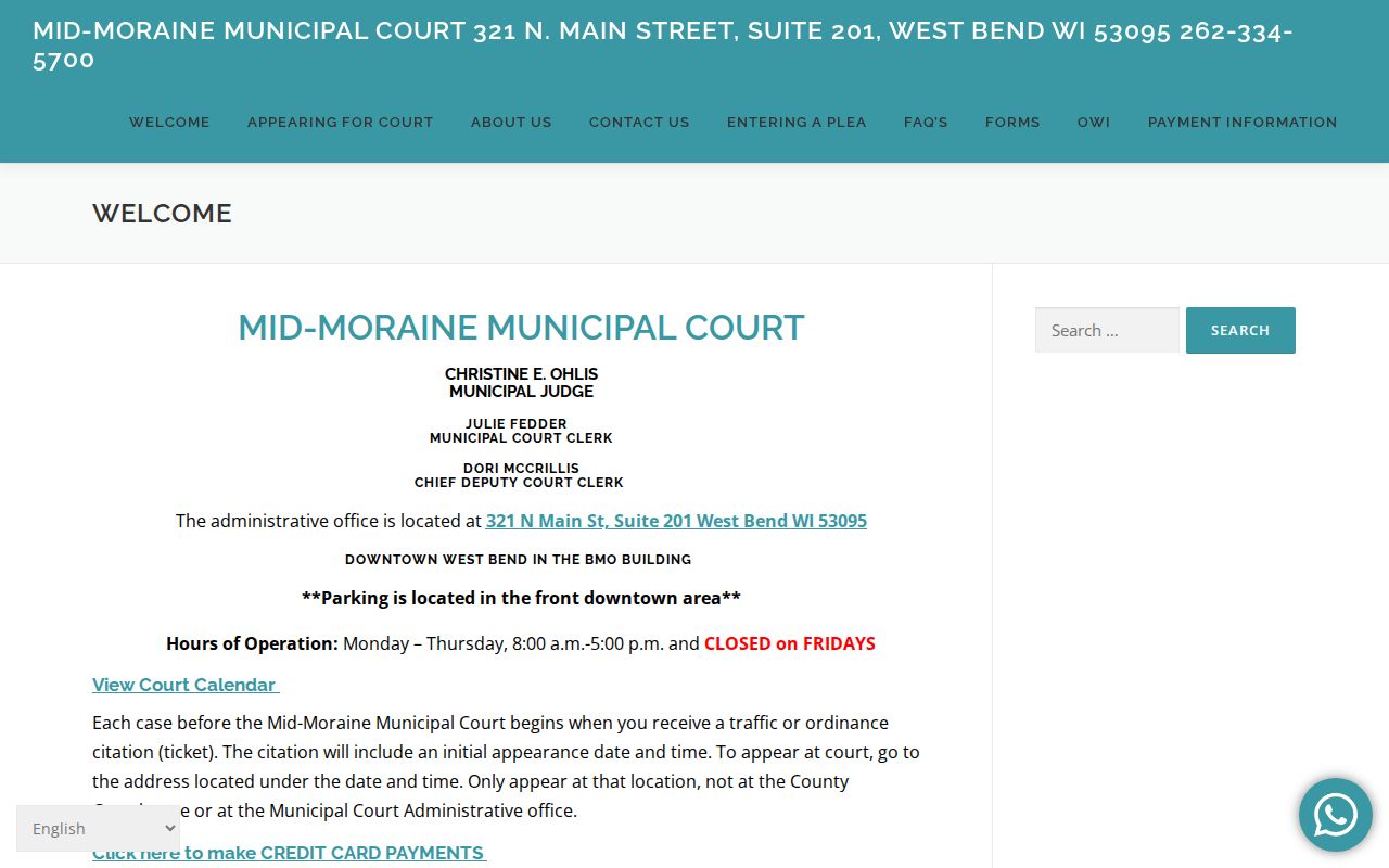 Cedarburg criminal records at Mid-Moraine Municipal Court