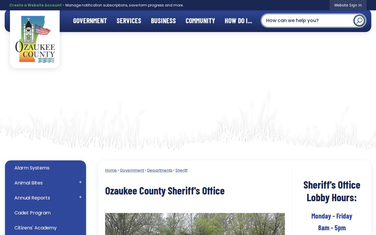 Ozaukee County criminal records at the Sheriff and Justice Center