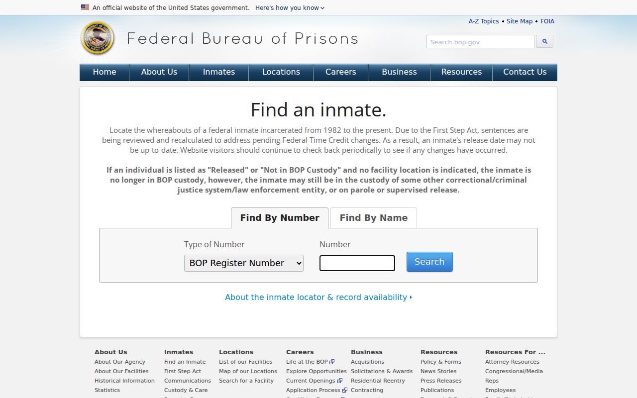 Federal inmate locator used alongside Ozaukee County criminal custody records